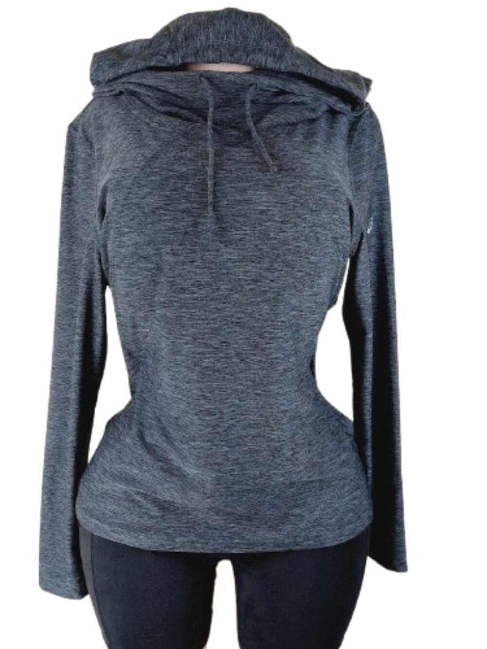 Asics Women's Heathered Dark Grey Long Sleeve Training Pullover Hoodie Size XL